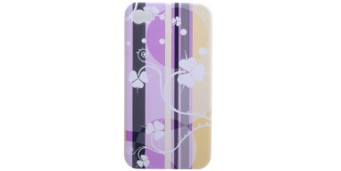 iPhone 4 luxus cover med kl�ver, lilla og gule striber