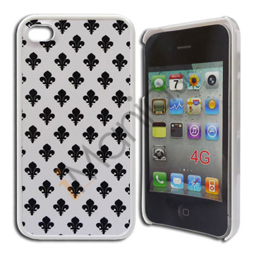 iPhone 4 / 4S cover, hvidt med sort mønster
