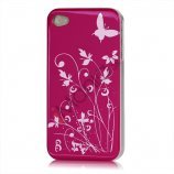 iPhone 4 cover Lakeret og med sommerfugle, pink