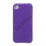 Blankt ensfarvet cover til iPhone 4 og iPhone 4S (TPU) - Lilla