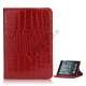 Croco 360 Rotation L�der Stand Case Cover til iPad Mini med elastisk lukning - R�d