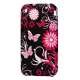 iPhone 3G 3GS TPU luxus cover, sort med lyser�dt m�nster og blom