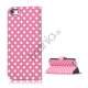 Polkaprikket L�der Stand Case iPhone 5 cover - Pink