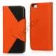To-Tone l�der tegnebog Case til iPhone 5 - Sort / Orange