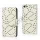 Glitrende Powder Floral l�der tegnebog Case til iPhone 5 - Hvid