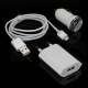 3 i 1 pakke med iPhone 5 lightning kabel, billader og v�glader, hvid