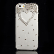 Glitter-cover til iPhone 6 / 6S med sølvfarvet smykkehjerte