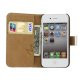 iPhone 4 læderetui med vandret åbning, lås og kreditkortholder - Hvid