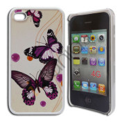 iPhone 4 / 4S cover med lilla sommerfugle