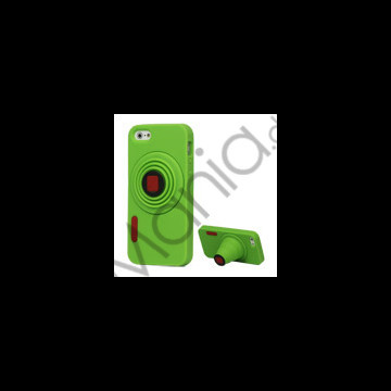 3D Camera Soft Silikone Stand Case iPhone 5 cover - Grøn
