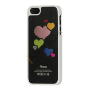 Hjerte Børstet Hard Plastic Case Cover til iPhone 5 - Sort