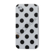 Polkaprikket iPhone 4 Cover i TPU Gummi – Sorte prikker / Hvid