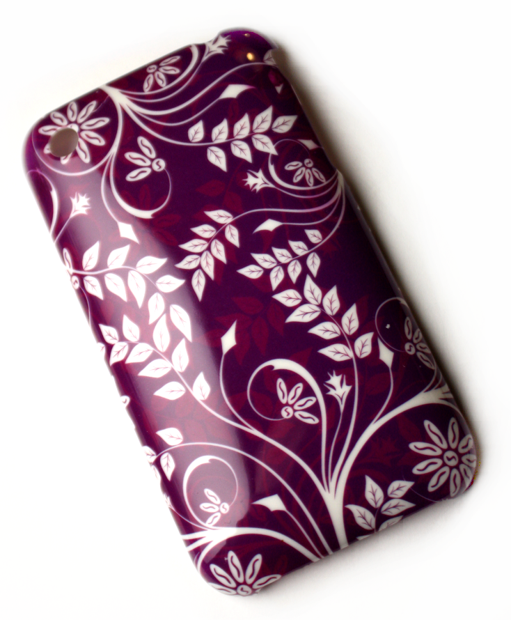 Luxus iPhone 3GS cover lilla med blomstret mønster