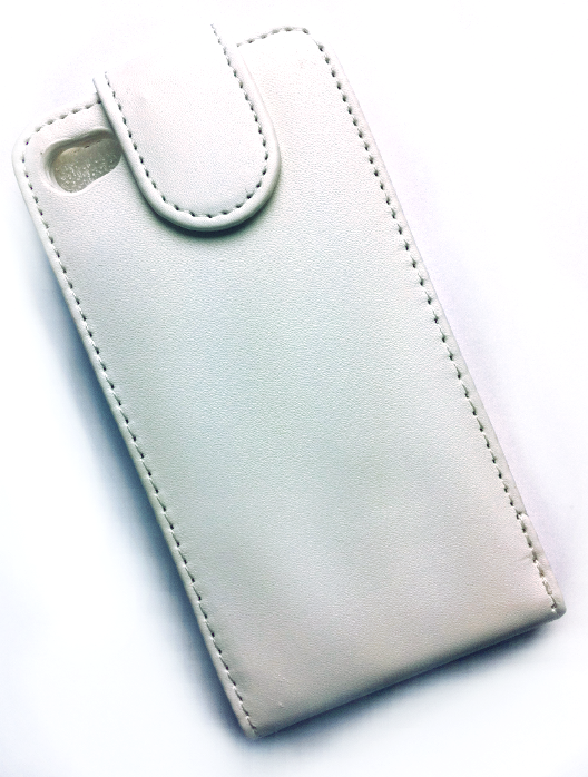 Hvidt læderetui til iPhone 4 med kortholder