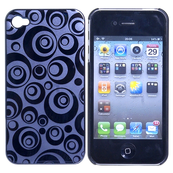 iPhone 4 cover i hård plast med cirkler, sort