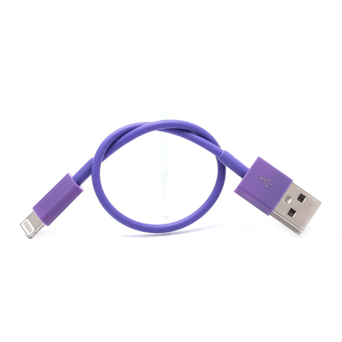 Kort USB Lightning Kabel på ca. 20cm, lilla