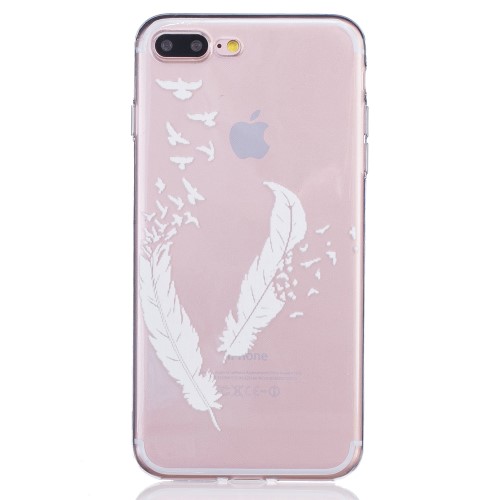 iPhone 7+/8+ TPU cover - Hvide fjer og fugle