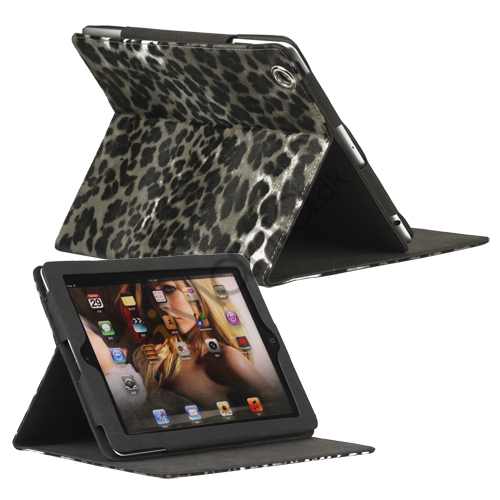 Leopard Folio Kunstlædertaske Holder til Den Nye iPad 2 3 4 - Sort