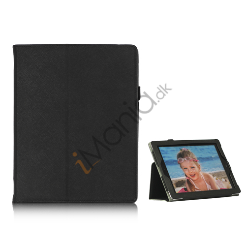 Folio PU Kunstlæder Cover Case med holder til iPad 4 3. 2nd Generation - Sort