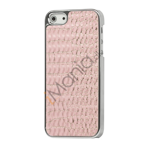 Krokodille Leather Skin Metalbelagt Hard Case iPhone 5 cover - Pink