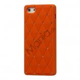 Glitter Smykkesten Indlagt Silikone Cover Case til iPhone 5 - Orange