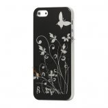 Sommerfugl Blomster Hard Case til iPhone 5 - Sort