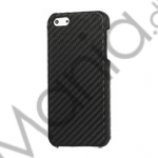 Carbon Fibre Læder Coated Hard Case til iPhone 5 - Sort