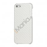 Carbon Fibre Læder Coated Hard Case til iPhone 5 - Hvid