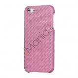 Carbon Fibre Læder Coated Hard Case til iPhone 5 - Pink