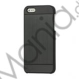 Deluxe Børstet Metal Hard Beskyttelses Case iPhone 5 cover - Sort