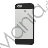Deluxe Børstet Metal Hard Beskyttelses Case iPhone 5 cover - Sort / Silver