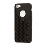 Anti-slip Bølge TPU Case iPhone 5 cover - Sort