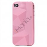 TPU cover til iPhone 4 og 4S med tredimensionelt mønster - Pink
