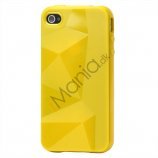 TPU cover til iPhone 4 og 4S med tredimensionelt mønster - Gul