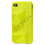TPU cover til iPhone 4 og 4S med tredimensionelt mønster – Svovl-Gul