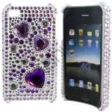 iPhone 4 / 4S bling cover med lilla hjerter