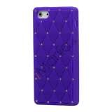 Glitter Smykkesten Indlagt Silikone Cover Case til iPhone 5 - Lilla