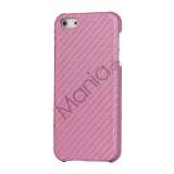 Carbon Fibre Læder Coated Hard Case til iPhone 5 - Pink