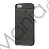 Deluxe Børstet Metal Hard Beskyttelses Case iPhone 5 cover - Sort