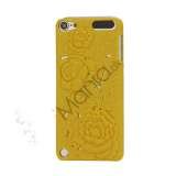 3D Præget Hult Smukke Blomster Hard Back Skin Case til iPod Touch 5 - Gul