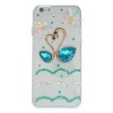 iPhone 6 bling-cover med svaner, blå
