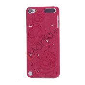 3D Præget Hult Smukke Blomster Hard Back Skin Case til iPod Touch 5 - Rød