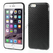 iPhone 6 Plus Cover i TPU-gummi betrukket med kulfiber/PU-læder, Sort