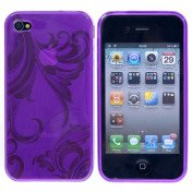 Blomstret iPhone 4 TPU cover, lilla