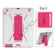 Aftagelig Defender Stand Case til iPad 2 - Hvid / Pink