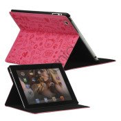 Kunstlæder Folio Stand Case Præget med Sød Tegneserie til iPad 2 3 4 - Rose