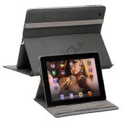 Stilfuld Jeans Kunstlæder Smart Cover Stand håndtaske til Den Nye iPad 3. 4. 2nd Gen - Grå