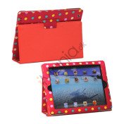 Farvelagt Polka Dot Canvas Smart Cover Holder til iPad 4. 3. 2nd Gen - Rød