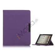 Drejes 360 grader, Folio Canvas Stand Case med Stylus til iPad 2. 3. 4. Generation - Lilla