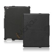 Slim Lychee PU Kunstlæder Case Cover til iPad 2. 3. 4. Gen - Sort